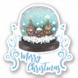 Glass Snowball Winter Village Foliage Kerstmis Sticker