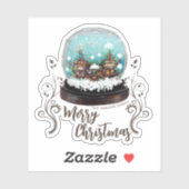 Glass Snowball Winter Village Foliage Kerstmis Sticker (Vel)