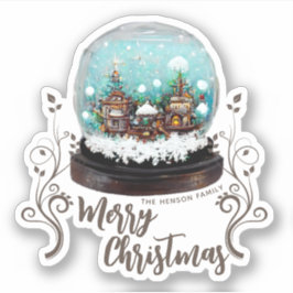 Glass Snowball Winter Village Foliage Kerstmis Sticker