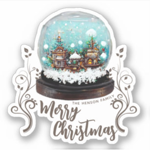 Glass Snowball Winter Village Foliage Kerstmis Sticker