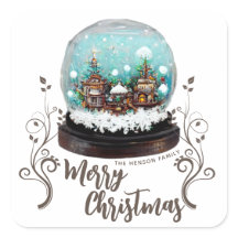 Glass Snowball Winter Village Foliage Kerstmis