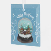 Glass Snowball Winter Village Snowflakes Blue Glas Ornament (Voorkant links)