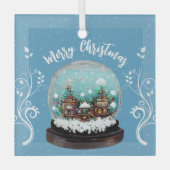 Glass Snowball Winter Village Snowflakes Blue Glas Ornament (Voorkant)