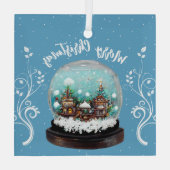Glass Snowball Winter Village Snowflakes Blue Glas Ornament (Achterkant)
