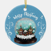 Glass Snowball Winter Village Snowflakes Blue Keramisch Ornament (Voorkant)