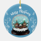 Glass Snowball Winter Village Snowflakes Blue Keramisch Ornament (Achterkant)