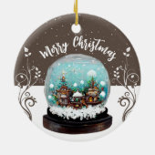 Glass Snowball Winter Village Snowflakes Brown Keramisch Ornament (Achterkant)