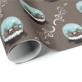 Glass Snowball Winter Village Snowy Kerstmis Cadeaupapier (Rol Hoek)