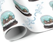 Glass Snowball Winter Village Snowy Kerstmis Cadeaupapier (Rol Hoek)