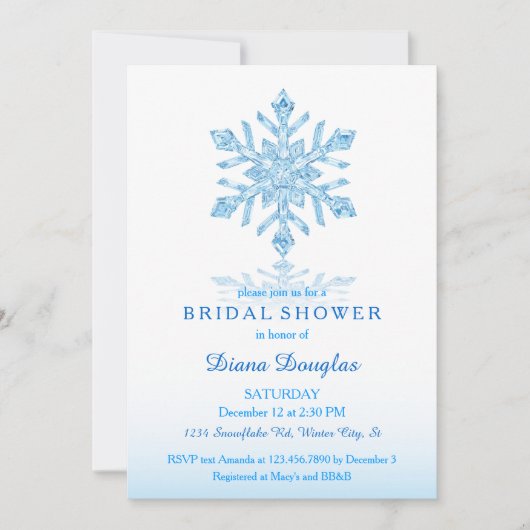 Glass Snowflake Winter Bridal Shower Kaart (Voorkant)