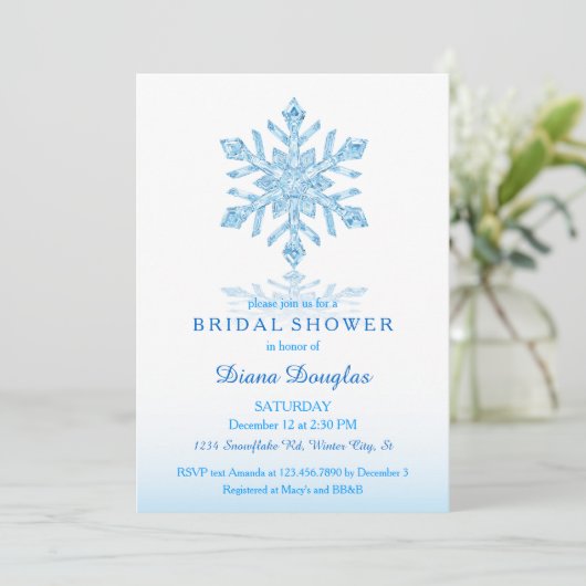 Glass Snowflake Winter Bridal Shower Kaart (Staand voorkant)