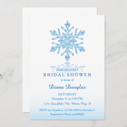 Glass Snowflake Winter Bridal Shower Kaart (Voorkant / Achterkant)