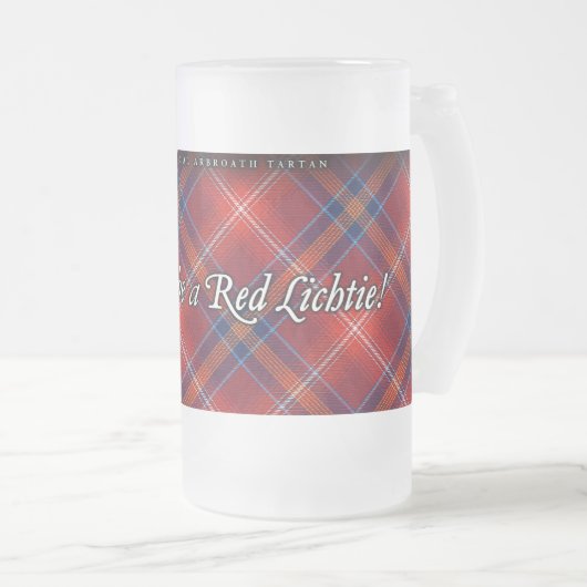 Glass Stein, gegrift om een Rode Lichtie te zijn.  Matglas Bierpul (Voorkant rechts)