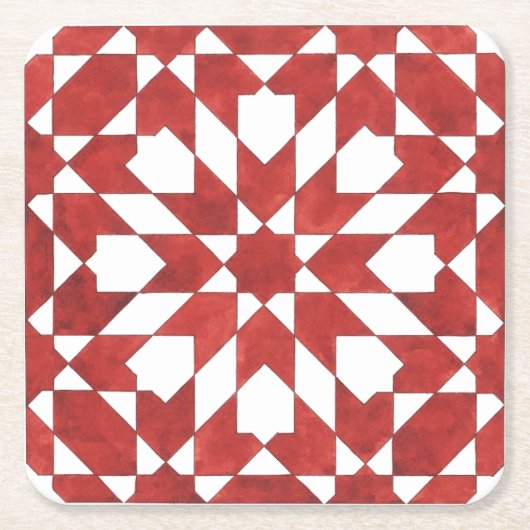 Glass subglas Rode Marokkaanse mozaïek ZELLIGE Kartonnen Onderzetters (Voorkant)