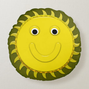 Glass Sunshine Happy Face Round Pillow Rond Kussen
