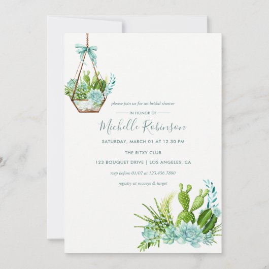 Glass Terrarium Succulent Bridal Shower Kaart (Voorkant)