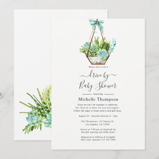 Glass Terrarium Succulents Drive by Shower Kaart (Voorkant / Achterkant)