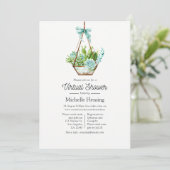 Glass Terrarium Succulents Virtual Baby shower Kaart (Staand voorkant)