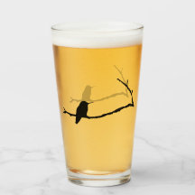 Glass Tumbler - Hummingbird Sitting on Tree Branch