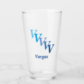 Glass Tumbler - Initialen in de schaduw met naam i (Voorkant)