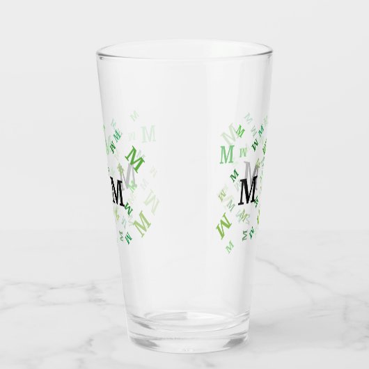 Glass Tumbler - Jumbried Letters in Green (Rechts)