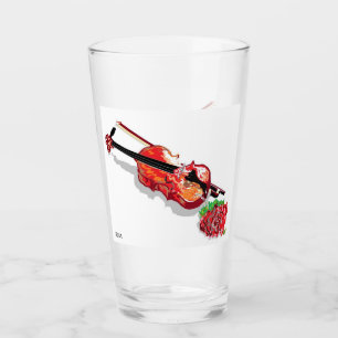 Glass Tumbler Violin met Roos