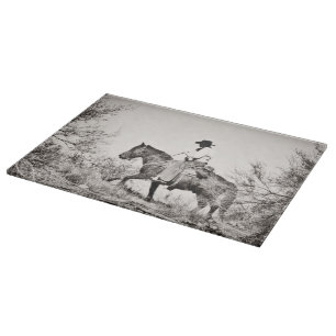 Glass Westerne cowboy met snijwboy Snijplank