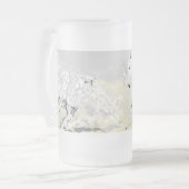 Glass White Stallion in Motion, bevroren Matglas Bierpul (Voorkant links)