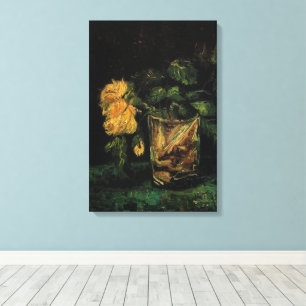 Glass with Roses by Vincent van Gogh Canvas Afdruk