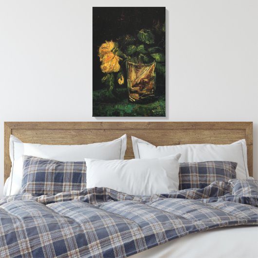 Glass with Roses by Vincent van Gogh Canvas Afdruk (Insitu (Slaapkamer))