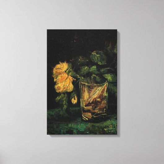 Glass with Roses by Vincent van Gogh Canvas Afdruk (Voorkant)