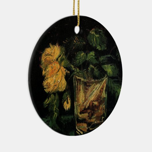 Glass with Roses by Vincent van Gogh Keramisch Ornament (Rechts)