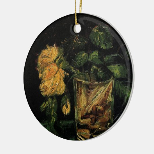 Glass with Roses by Vincent van Gogh Keramisch Ornament (Links)