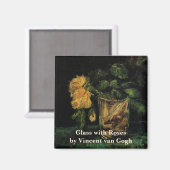 Glass with Roses by Vincent van Gogh Magneet (Voorkant / Achterkant)