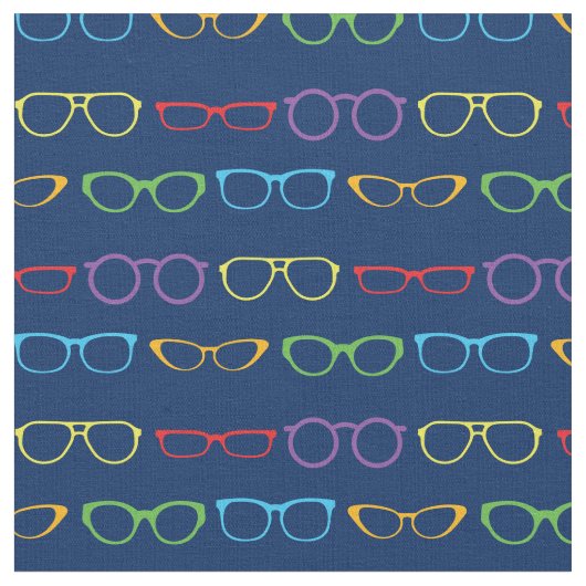 Glasses Cute Optician Rainbow Navy Stof (Close Up)