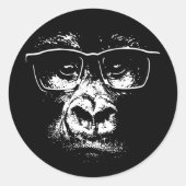 Glasses Gorilla Ronde Sticker (Voorkant)