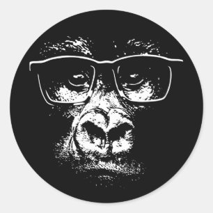 Glasses Gorilla Ronde Sticker