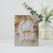 Glasses of sparkling wine under a floral arch  feestdagenkaart (Staand voorkant)