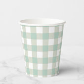 Glassic Gingham Muted  Check Grayish Blue Papieren Bekers (Achterkant)