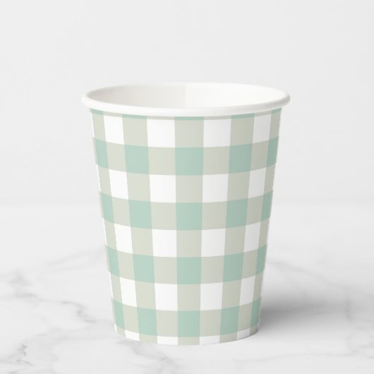 Glassic Gingham Muted Check Grayish Blue Papieren Bekers (Links)