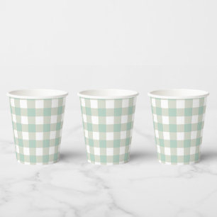Glassic Gingham Muted  Check Grayish Blue Papieren Bekers