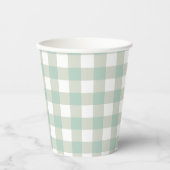 Glassic Gingham Muted  Check Grayish Blue Papieren Bekers (Voorkant)