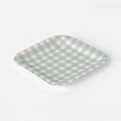 Glassic Gingham Muted Check Grayish Blue Papieren Bordje (Gebogen)