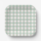 Glassic Gingham Muted  Check Grayish Blue Papieren Bordje (Voorkant)