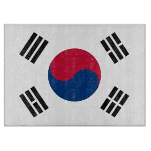 Glassnijplank met vlag van Zuid-Korea Snijplank