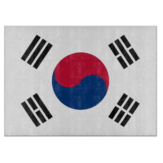 Glassnijplank met vlag van Zuid-Korea Snijplank (Voorkant)
