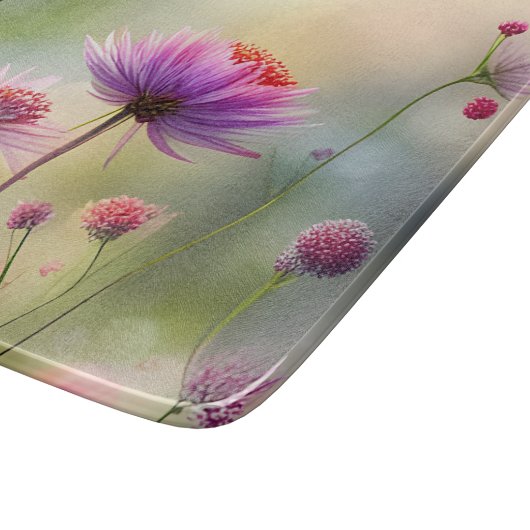 Glassnijplank met Wilde Bloemen Snijplank (Hoek)