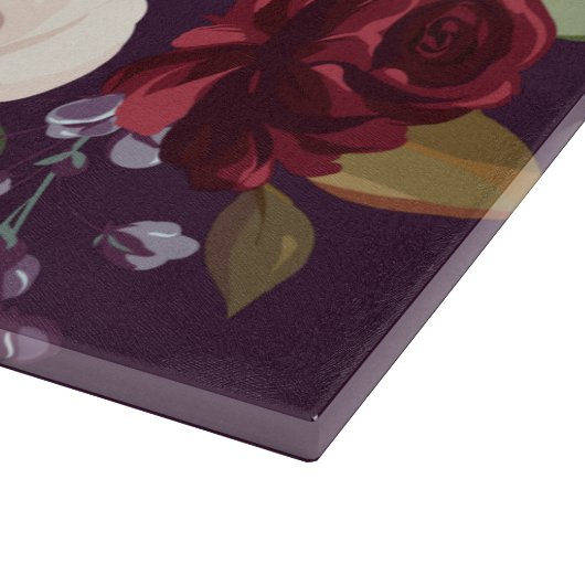 Glassnijpruim Paarse Rozen Gouden Geometrische Flo Snijplank (Hoek)