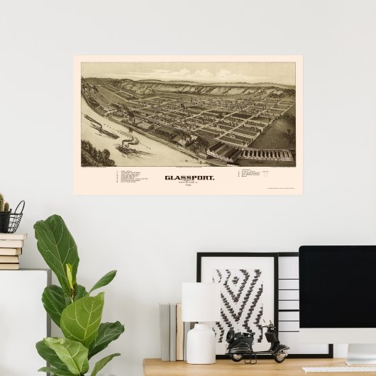 Glassport, PA Panoramic Map - 1902 Poster (Thuiskantoor)