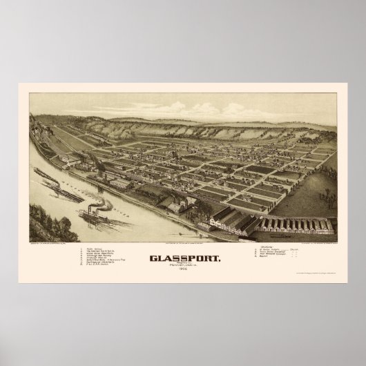 Glassport, PA Panoramic Map - 1902 Poster (Voorkant)